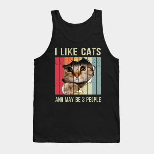 Funny Cat Design Cat Lover for Men Women Animal Introvert Cat Lover Vintage Tank Top